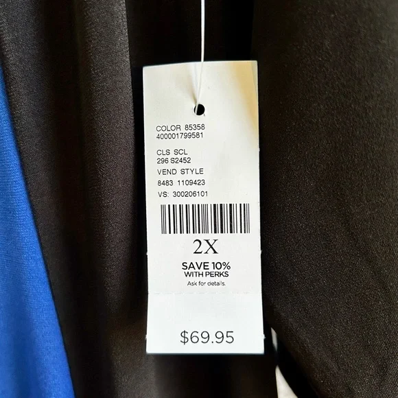 Catherines NWT Blue and Black Women's Pullover Mid-Length Dress 2X - Picture 4 of 5